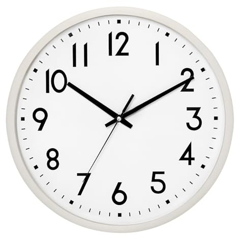 HZDHCLH väggklocka 25 cm tyst icke-tickande kvarts modern dekorativ klocka för kontor klassrum hem vardagsrum sovrum (beige ram)