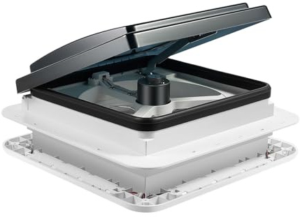 Ventana de techo para caravana, con LED, insonorizada, silenciosa, ventilador de ventilación para tragaluz, ventilador de techo, ventilador inverso, silencioso, equipamiento para caravanas con rejilla