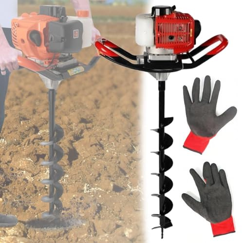 DOZPAL Earth Auger 999cc Petrol 4 Stroke Engine Post Hole Borer Digger & Choice of Drill Bits Attachments 4/6/8/10/12/15/20/25/30cm for Planting Digging 25cm