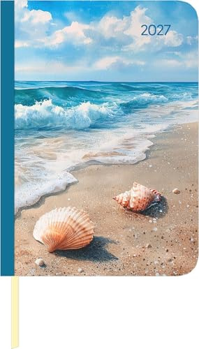 Lady Journal Beach 2027: Taschenkalender A6 ( 10,7x15,2 cm) - Wochenplaner mit 4-sprachigem Kalendarium, Platz für Notizen, Habit-Tracker & Leseband, für Beruf, Schule & Alltag
