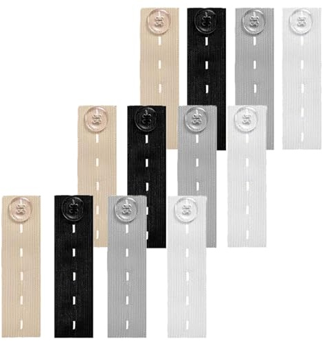 LMOGWL 12 unidades de cinta de extensión de cintura para pantalones, 4 agujeros, ajustable, sin costura, adecuada para hombres y mujeres, con botones, ideal para vaqueros, faldas, pantalones de traje