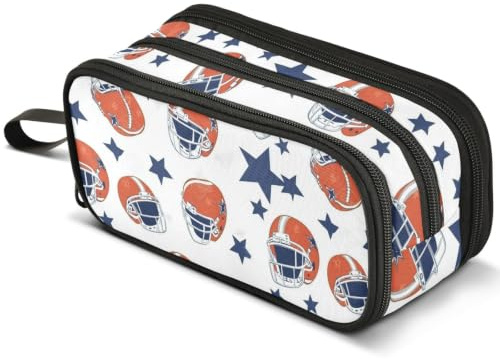 Mnsruu American Football Helmets Pencil Case Large Capacity Pen Pouch Pencil Bag with 3 Compartments Pen Holder Organizer Stationery Bag
