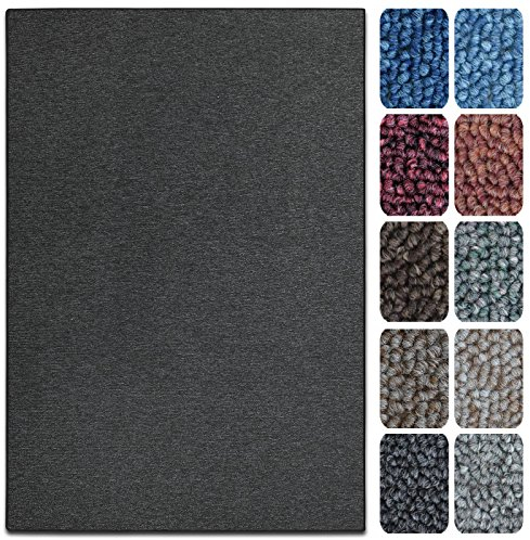 casa pura Teppich London | viele Größen | pflegeleichter Flacher Schlingenflor | Flurteppich, Wohnzimmerteppich, Küchenteppich, Schlafzimmerteppich (Anthrazit - 200x300 cm)