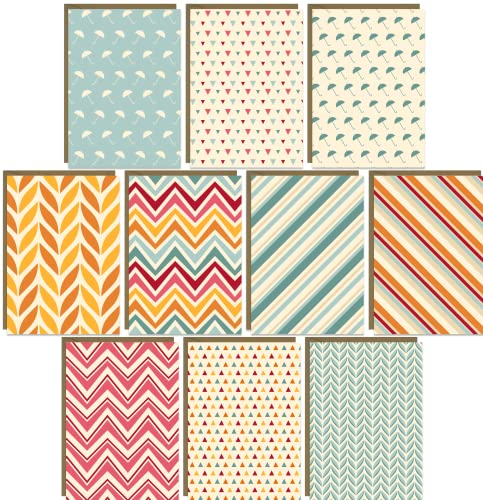 30 x umweltfreundliche recycelte Blanko-Grußkarten mit Muster-Designs.