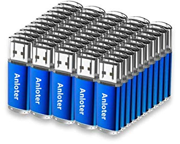 Anloter 50pcs USB Flash Drive Memory Flash Stick Pen Drive Thumb Storage for Computer Laptop Mac Tablet Gift (512MB, Azul)