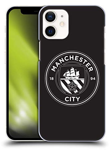 Head Case Designs Officially Licensed Manchester City Man City FC Black White Mono Badge Hard Back Case Compatible With Apple iPhone 12 Mini