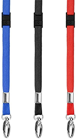 RPET Eco nyckelband halsrem av nyckelband Imorgon miljövänligt återvunnet flaskmaterial inkluderar brytning och svängbar metallklämma för ID-korthållare vanlig färg (röd, 10-pack)