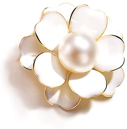 JJWNMLL Damen Blume Künstliche Perle Emaille Legierung Brosche Pin Weiß Corsage Kleidung Accessoires Stilvoll und Beliebt Langlebig, Legierter Stahl