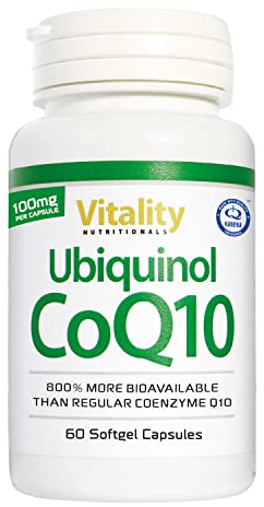 Q10 Kapseln Hochdosiert Ubiquinol CoQ10 100mg, aktive Form, Höchste Bioverfügbarkeit, Premium Coenzym Q10 Hochdosiert, 60 Kapseln Vitality Nutritionals by Vitaminexpress