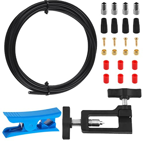 Swpeet Kit de 25 tuyaux de frein à disque hydraulique pour vélo avec outil d'insertion et coupe-tuyau, compatible BH59, noir