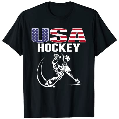 America Ice Hockey Fans Jersey USA Flag Support Hockey Team T-Shirt