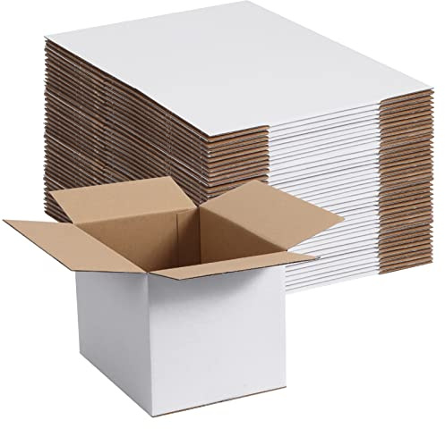SPEPLA 40 Pack Small Shipping Boxes 8x6x6 Inches, White Corrugated Cardboard Mailing Boxes for Shipping Packing Small Business