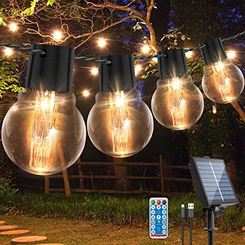LITOHOM Solar Festoon Lights Outdoor, 9M/29.5FT G50 20 Bulbs Solar String Lights Outdoor Garden, Remote Control, 8 Modes 4 Brightness, String Lights IP65 Waterproof for Garden Patio Decoration
