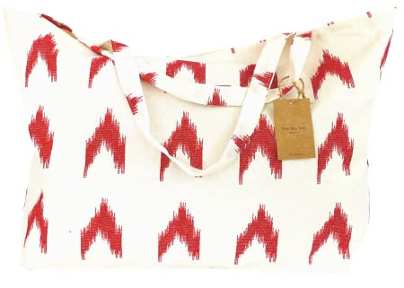 TRESMESTRES Grand Sac de Plage XXL Extra Large Famille - Style Méditerranéen, Poche Intérieure, 40L - Sac de Piscine Femme en Grand Format pour l'Été - Rouge, 65x40 cm