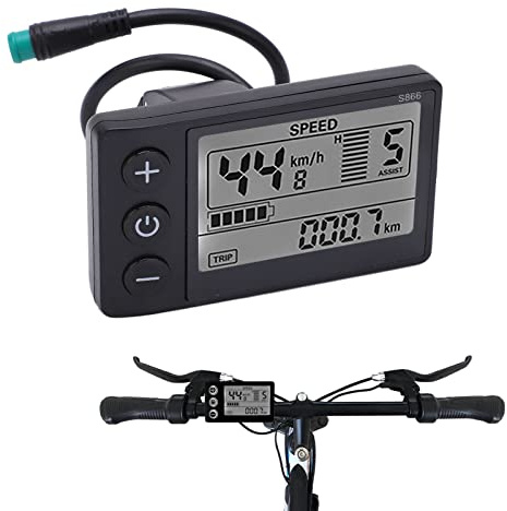 Computer da Bicicletta, S866 Display LCD Per Bici Elettrica Misuratore di Velocità Per Bicicletta Scooter Elettrico 24V 36V 48V Pannello di Controllo con Spina Impermeabile Pannello Display LCD Ebike
