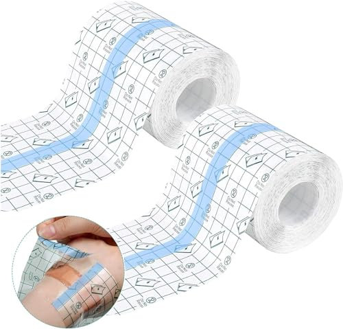 20 Mètres Bandage Transparent Imperméable,BetterJonny 2 Rouleau 10m x 10cm Bandage Adhésif Imperméable et pour Tatouage Bandage Transparent pour Sport Douches Tatouages