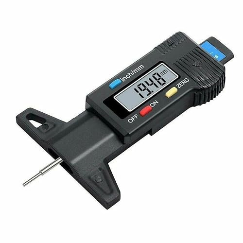 Rynli Digital Tyre Tread Depth Gauge 0-25.4mm / 1Inch Portable Tire Depth Measure with Large LCD Display, Durable Tread Checker, Checker for Cars, Vans, Trucks, Motorbikes
