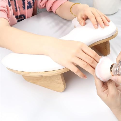 lootaan Bracciolo a forma di U per nail tech, bracciolo per unghie con staffe staccabili, in microfibra e pelle PU, cuscino per manicure per nail tech, strumenti indispensabili per manicure (bianco)