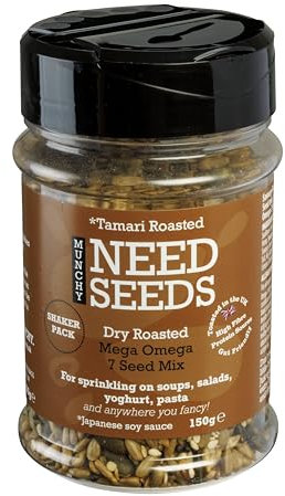 MUNCHY SEEDS Lightly Toasted Tamari 150g Savory Nutty Seed Mix for Topping Salads, Stir-Fries and Noodles, Gluten-Free, High in Protein and Fiber Vegan Convenient Shaker Flavorful Snack or Ingredient