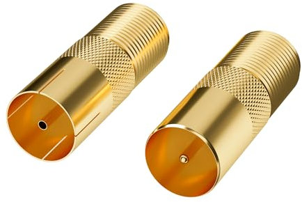 Mygatti 2 Stück Antenne Adapter als Set Vergoldet -1 x F-Buchse auf Antennenstecker IEC und 1 x F-Buchse auf Antennenbuchse IEC,Hochwertiges Adapter-Set für Koax Antenne Verbinder Kupplung