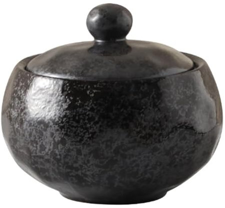 Dowbom Piccola ciotola da zuppa con coperchio, 350 ml, adatta al forno, adatta al microonde, tazza da zuppa, tazze da brodo (nero)