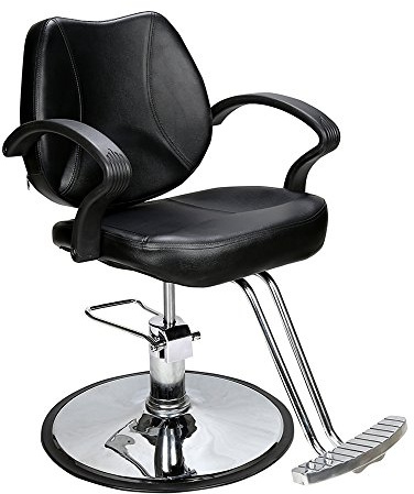 Barberpub 2057BK - Sedia parrucchiera, altezza regolabile, idraulica, similpelle nera
