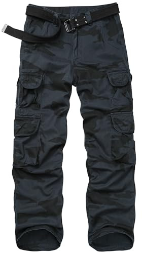 Faysfad Men's Cargo Trousers Combat Military Tactical Cotton Work Pants with Multiple Pockets(6325,E-Camouflage,34)