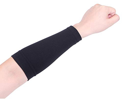 Mangas de compresión para antebrazo, tamaño personalizado, 1 par de tatuajes, soporte de brazo para gimnasio, trabajo, ajuste antideslizante, Negro, L