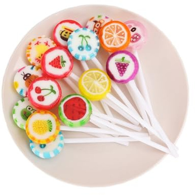 JGFWAT Sucettes à thème fruits (30 pièces) - Bonbons durs emballés individuellement avec des saveurs de fruits classiques et des manches à anneau pour enfants, parfaits pour les faveurs de fête, les