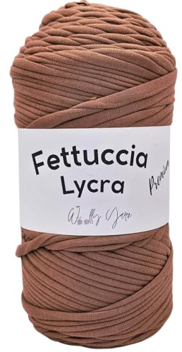 Cinta de licra para ganchillo 400 g 110 m – Hilo elástico para bolsos, accesorios hechos a mano, cordón suave resistente para crochet, ideal para bolsos de bricolaje, cestas (Moka)