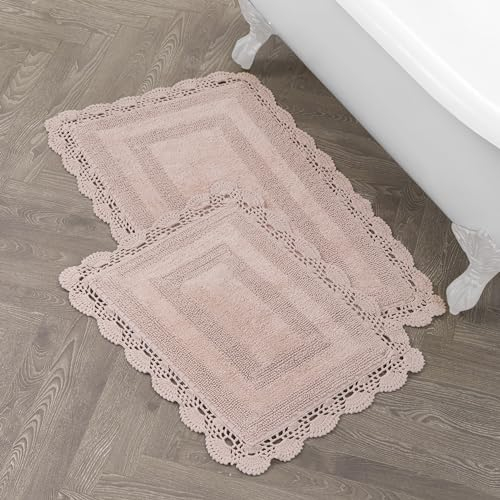 Laura Ashley Häkel-Badteppiche und Badteppiche, Baumwolle, XL, 43,2 x 61 cm, 53,3 x 86,4 cm, Altrosa