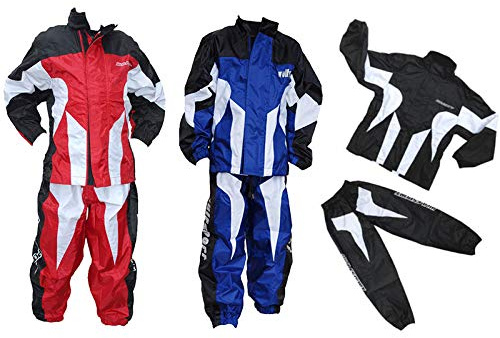 WULF STRATOS GLOVES Wulfsport Kids Race MX Wet Weather Over Motocross Suit Children Motorbike Top & Pants Set - Black 11-13 Yrs