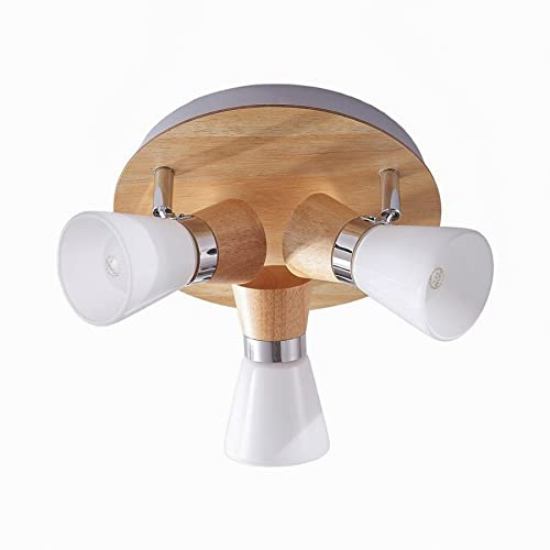 Lindby Ceiling Light Vivica dimmable (Scandinavian) in Brown Made of Wood for e.g. Living Room & Dining (3 Light Sources, E14) from floodlight Spotlight