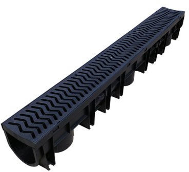 4 x Drainage Channel Polydrain Heelguard (Formally Fernco Heelguard) 1m Lengths Storm Drain Channel Linear 13cm High by 12cm Wide Water Rain Storm Shower Wetroom Garden Driveway