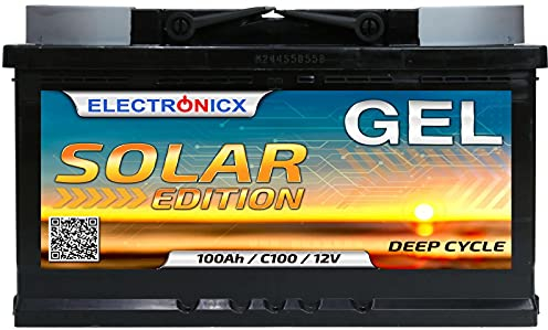 Electronicx Gel Solarbatterie 12V 100Ah – Deep Cycle wartungsfreie Versorgungsbatterie für Wohnmobil, Wohnwagen, Boot, Gartenhaus, Solaranlage, Camping, Off-Grid Stromspeicher