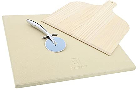 Pietra refrattaria per pizza - Electrolux - 9029797983 - E9OHPS1-380 x 333 mm. set composto da pietra refrattaria, paletta di legno e rotella in acciaio inox