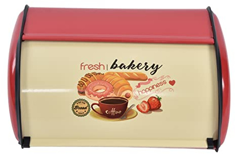 Omabeta Metal Bread Box Roll Top Bread Bin for Kitchen Countertop Large Capacity Bread Bin Holder Container with Roll Top Lid Kitchen Countertop(red)