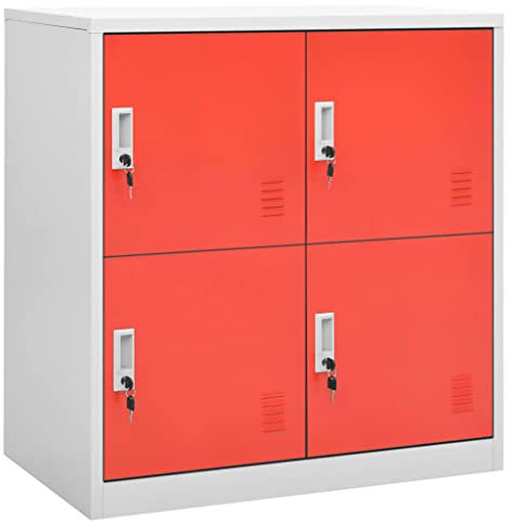 vidaXL 2X Schließfachschrank Spind Umkleideschrank Metallschrank Stahlschrank Fächerschrank Garderobenschrank Schrank Hellgrau Rot 90x45x92,5cm Stahl