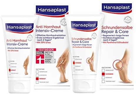 Hansaplast Anti Hornhaut Intensiv-Creme (75 ml), Creme zur Hornhaut Entfernung an den Füßen + Repair & Care Schrundensalbe 1er Pack (40 ml), Fußpflege für sehr trockene und rissige Haut