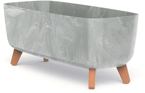 BirnePower Blumentopf Blumenkübel mit Füßen Pflanzkübel mit Pflanzeinsatz Beine – Pflanzkübel Beton Optik Rechteckig mit Einsatz Gracia Case Übertopf (Grau Beton, 58cm)
