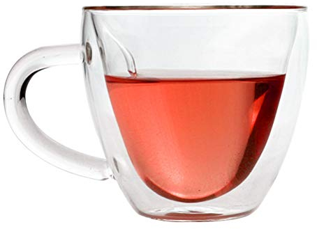 Tazze da caffè in Vetro Isolante a Doppia Parete a Forma di Cuore o Tazze da tè, Latte Trasparente Isolato Tazza da tè con Manico 180ml o 240ml (1#)