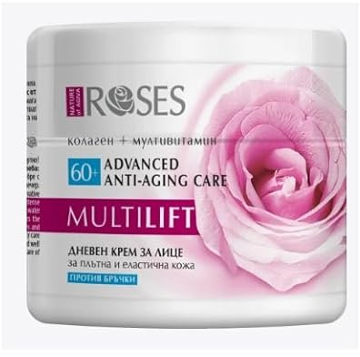 New Roses Multi Lift Crème de jour 60+ anti-âge intensive avec collagène marine, eau de rose naturelle, glycérine