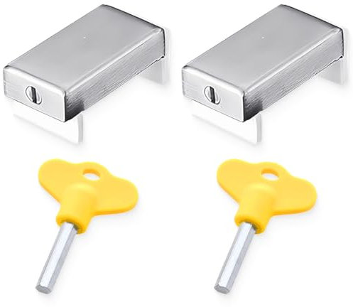 NJCXOLA 2 Pezzi Finestra Scorrevole Serratura in Lega di Alluminio con Chiave Regolabile, Ferma Finestra Scorrevole, Finestre Fermaporta per la Sicurezza Del Bambino