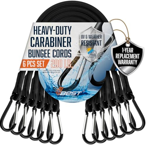 VBEST Long Bungee Cords with Hooks - 6Pc 60 Inch Heavy Duty Outdoor Bungees