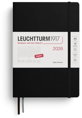 LEUCHTTURM1917 372772 dagkalender medium (A5) 2026, svart, engelsk