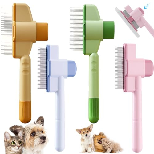 4 Stück unterfellbürste katze, unterfellbürste hunde, katzen bürste, fellblitz bürste katze, bürste katze, Fellpflegebürste zum Entfernen, für Hunde und Katzen Brush