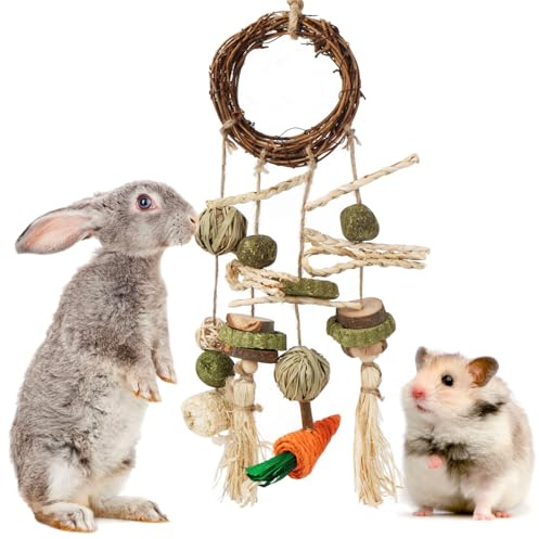 Feirdhoo Giocattoli per conigli, materiali naturali, accessori per conigli, giocattoli per conigli, giocattoli per porcellini d'India per criceti, cincillà, ratti e altri