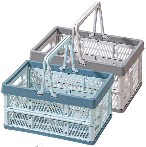 Licsaliwe hopfällbar shoppingkorg, 2 st hopfällbar PP-låda med handtag för kök/30 x 20 x 16 cm
