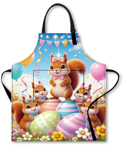 Nuxovilar Apron, Easter Kitchen Apron Cute Pattern, Polyester 26.7×30.7inch, Happy Easter Cooking Apron & Cute Apron, Cooking, Holiday, Family Gathering