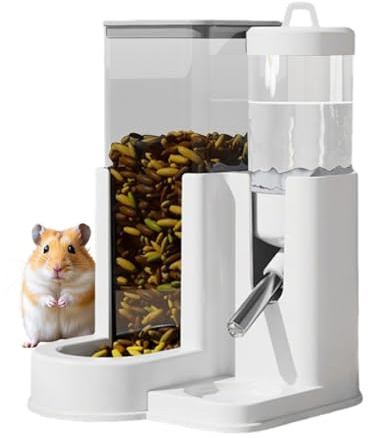 Botella para beber roedores para Chinchilla - Contenedor automático de comida y agua de 4,13x4,33x5,91 pulgadas, dispensador compacto para mascotas, fácil de llenar | Ideal para hámsteres, conejos, je